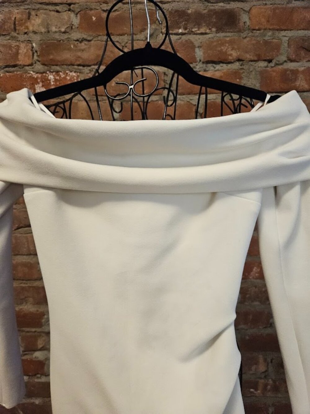 Bec + Bridge White Off the Shoulder Mini Dress Stretch Polyester Size 4